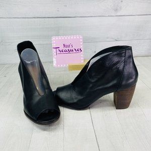 Lucky Brand JOAL Black Leather Peep Toe Stack Heel Bootie Pumps Shoe Sz 11 M  43